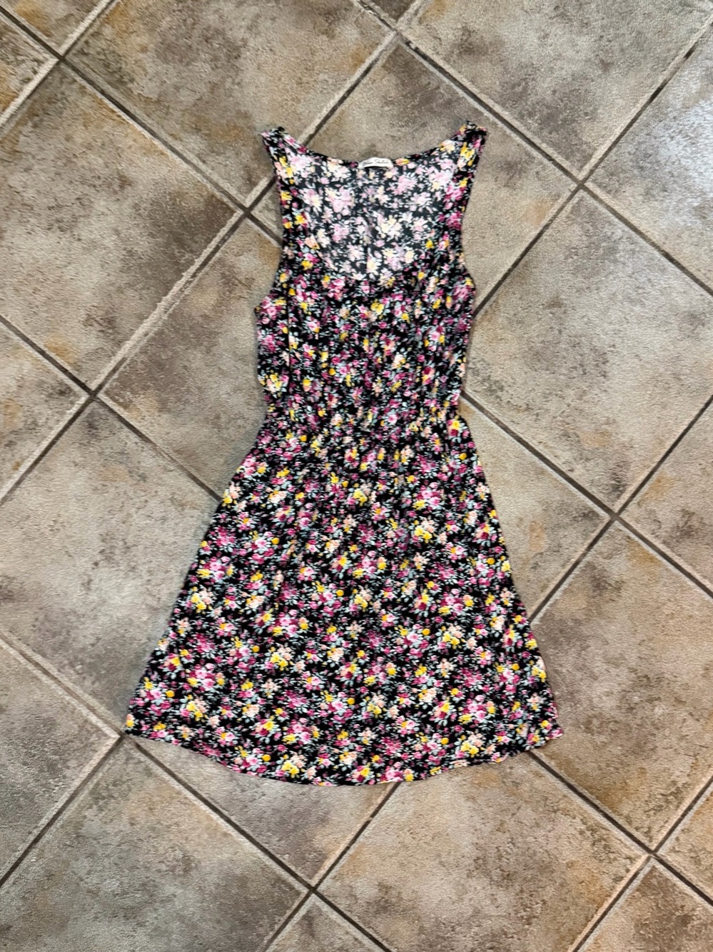 Blue Sketch Black Floral Mini Dress Sz M